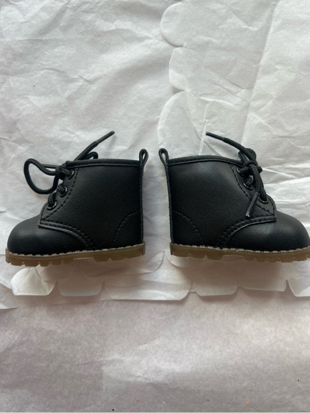 VTG NWOT American Girl Black Lace-up Boots rubber sole Pleasant Company 18” doll